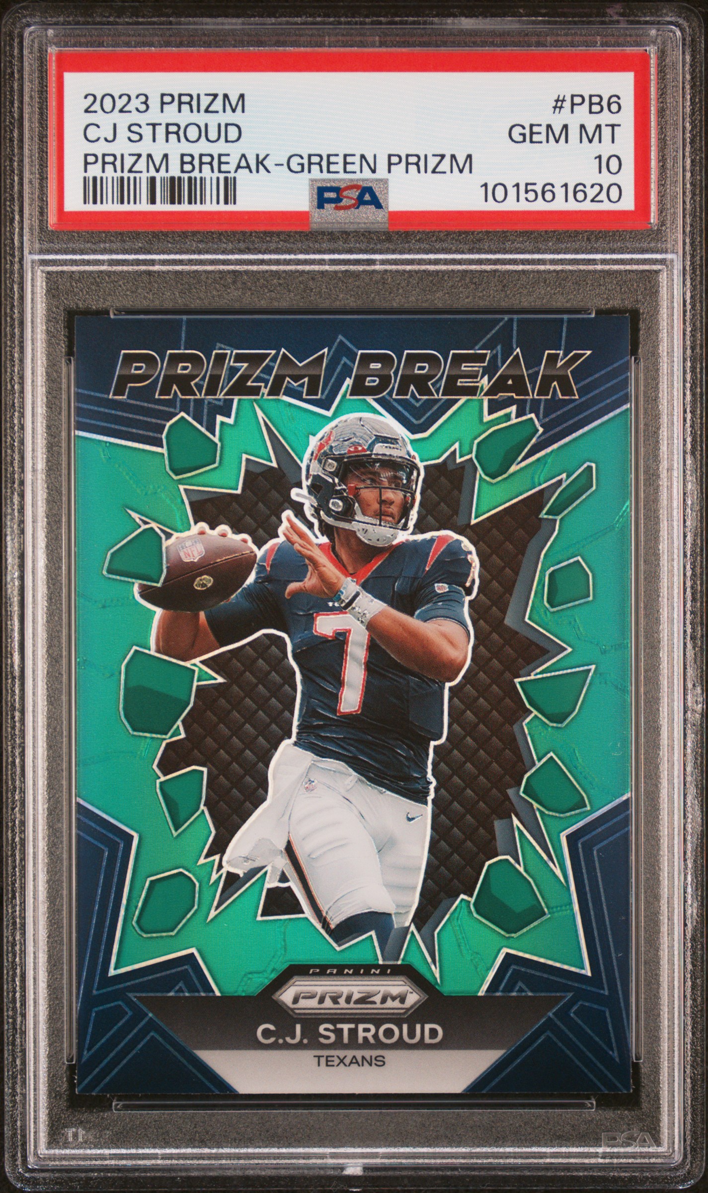 2023 Panini Prizm Prizm Break Cj Stroud #Pb6 (Prizm Break-Green Prizm) Gem Mt 10 front