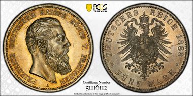 1888-A 5 Mk J-99 Friedrich MS65