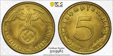 1937-J 5 Pfg J-363 MS65