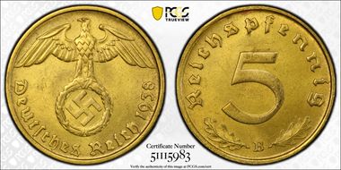 1938-B 5 Pfg J-363 MS64