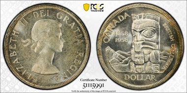 1958 S$1 British Columbia MS64