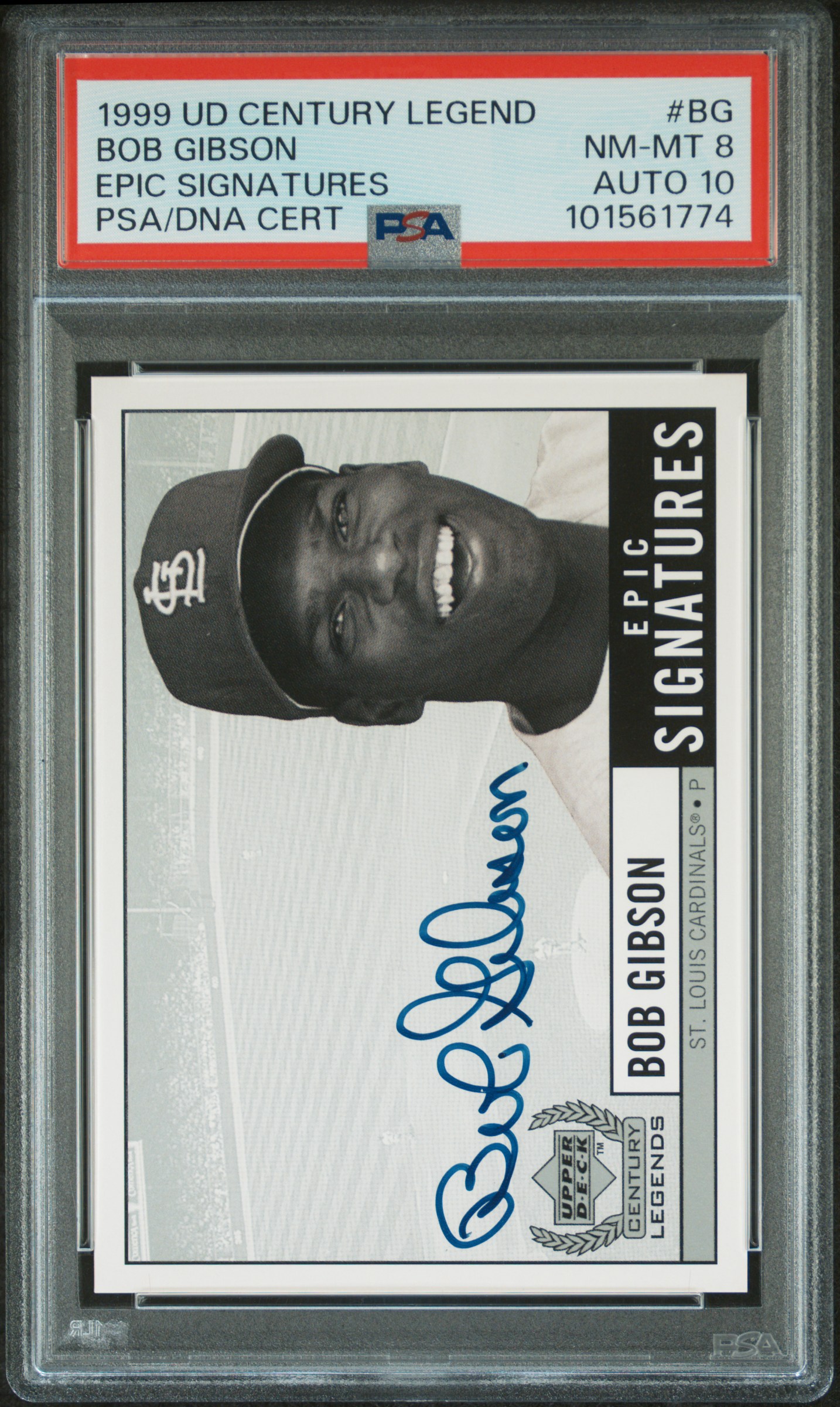1999 Upper Deck Century Legends Epic Signatures Bob Gibson #Bg (Epic Signatures) front