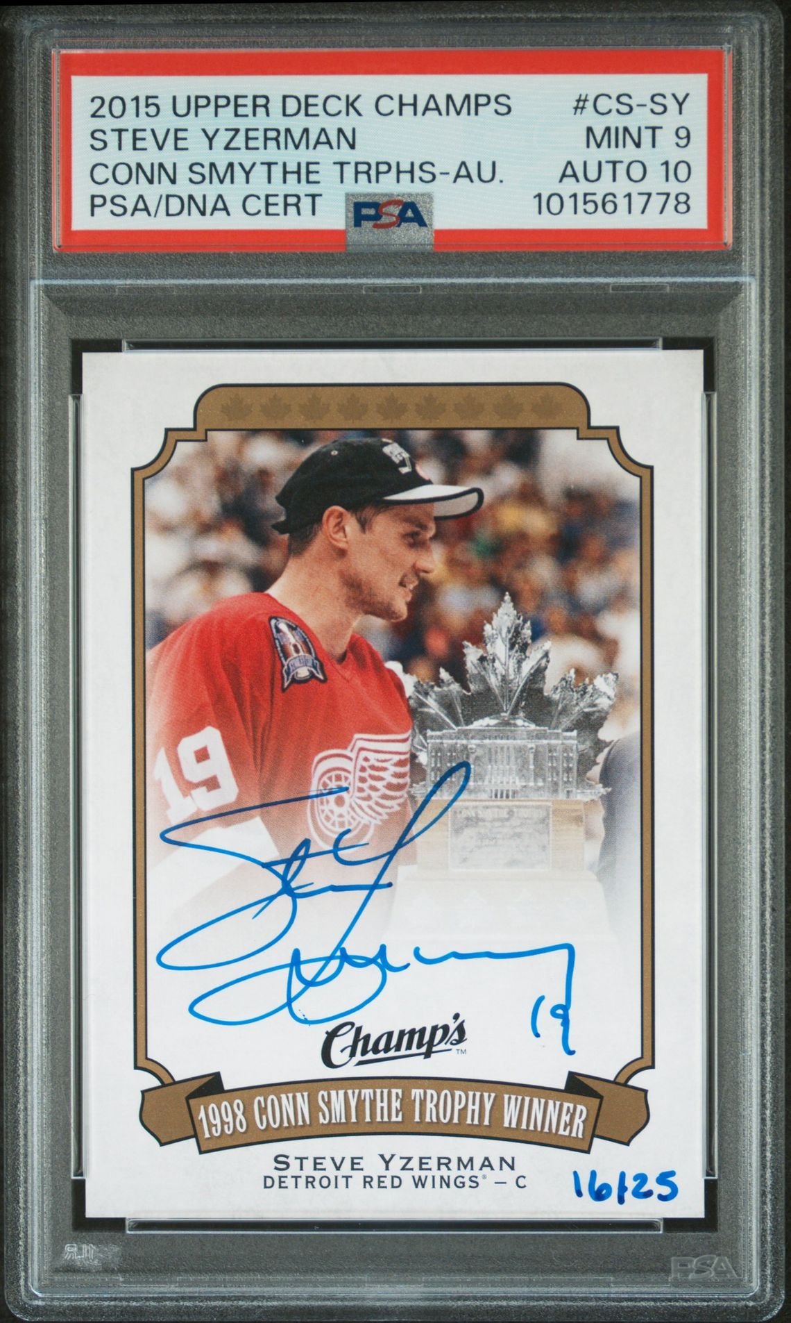 2015 Upper Deck Champs Conn Smythe Trophies Steve Yzerman #Cs-Sy (Conn Smythe Trphs-Au.) Mint 9 front
