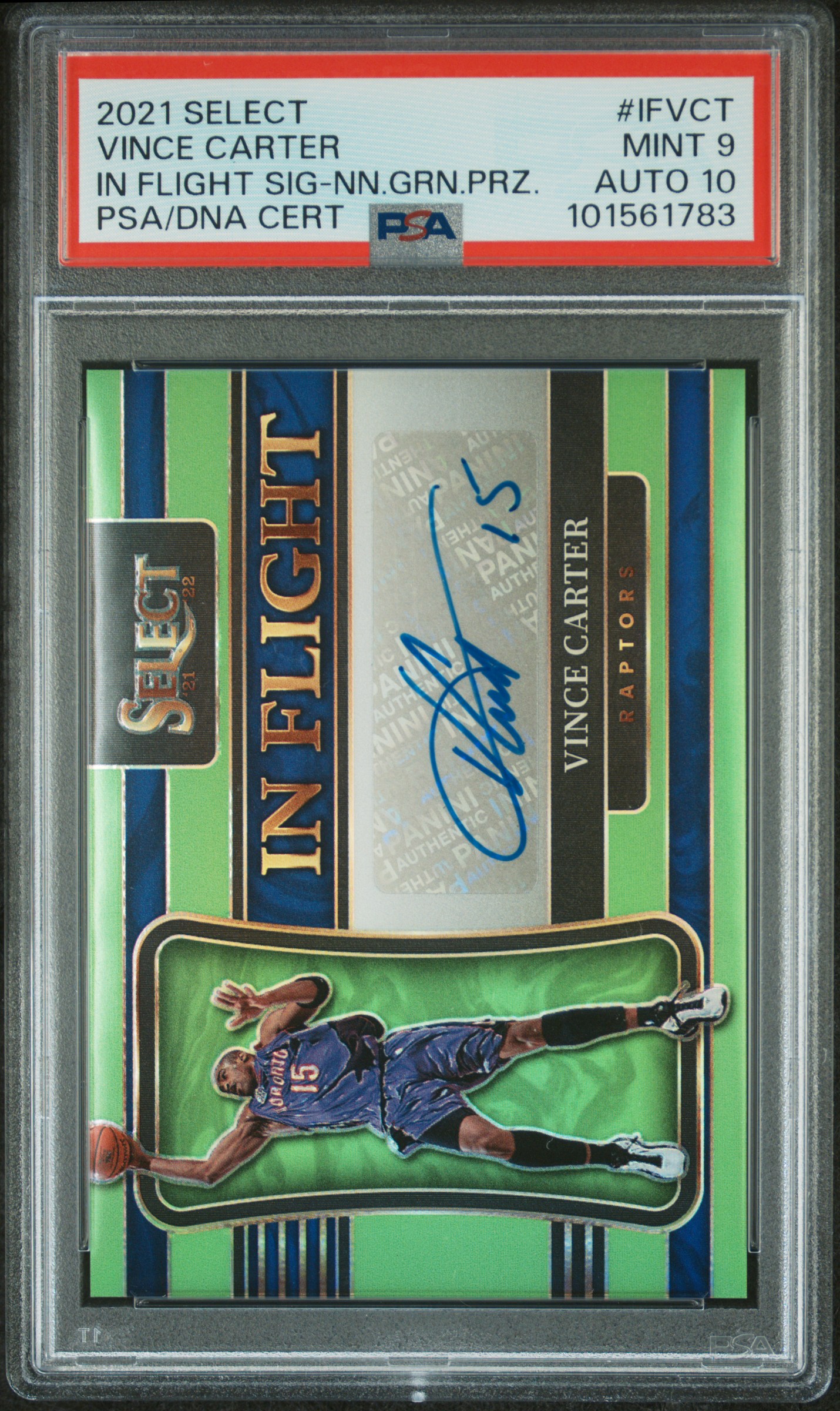 2021 Panini Select In Flight Signatures Vince Carter #Ifvct (In Flight Sig-Nn.grn.prz.) front