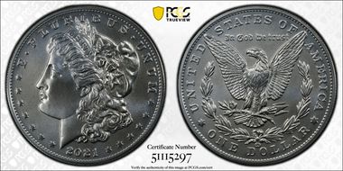 2021-CC Privy $1 Morgan Dollar 100th Anniversary MS70