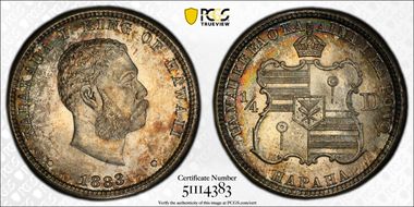 1883 25C Hawaii MS67