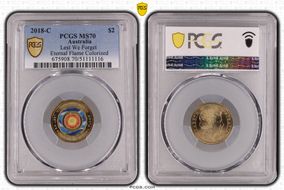 2018-C $2 Lest We Forget Eternal Flame Colorized MS70