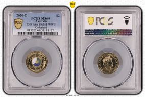 2020-C $2 75th Ann End of WWII Colorized MS69