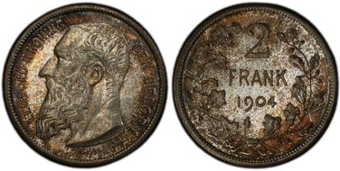 1904 2 Fr KM-59.1 BELGEN Dot MS65