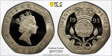 1993 20p S-G2 PR70DCAM