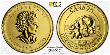 2015 $10 Polar Bear MS69