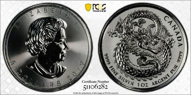2019 $5 Lucky Dragon MS69