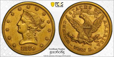 1870-S $10 AU50