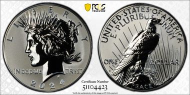 2024-S $1 Peace Dollar Rev PR Two-Coin Reverse Proof Set First Strike PR69