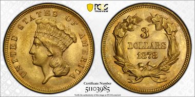 1878 $3 MS63