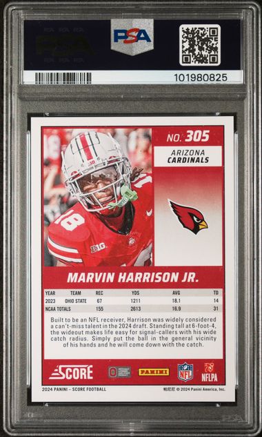 2024 Panini Score Marvin Harrison Jr. #305 (Dots Gold) Gem Mt 10 back