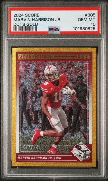 2024 Panini Score Marvin Harrison Jr. #305 (Dots Gold) Gem Mt 10 front
