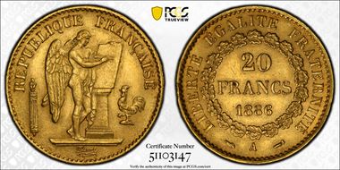 1886-A 20 Fr Gad-1063 F-533 MS62