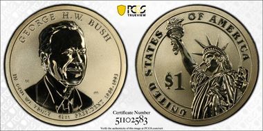 2020-S $1 George H.W. Bush - Rev PR Coin & Chronicles Set PR69