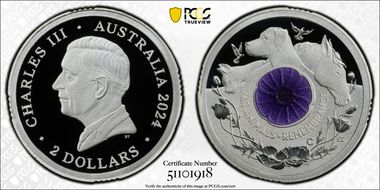 2024-C $2 War Animal Remembrance Ag Colorized PR70DCAM