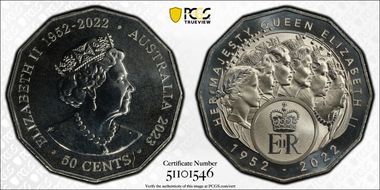 2023 50C Her Majesty QEII Cu-Ni Six Effigies MS69