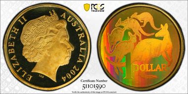2004 $1 Holographic Kangaroos PR68DCAM