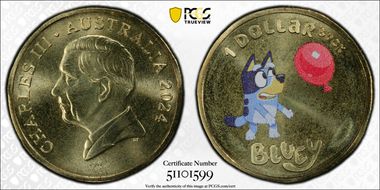 2024 $1 Bluey w/Balloon - Dollarbucks Colorized MS69