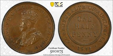 1931 1/2D KM-22 AU58BN