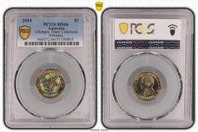 2024 $2 Olympic Team Colorized Allezaus MS66
