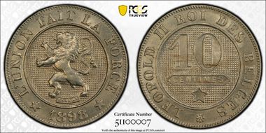 1898 10C DES BELGES MS65