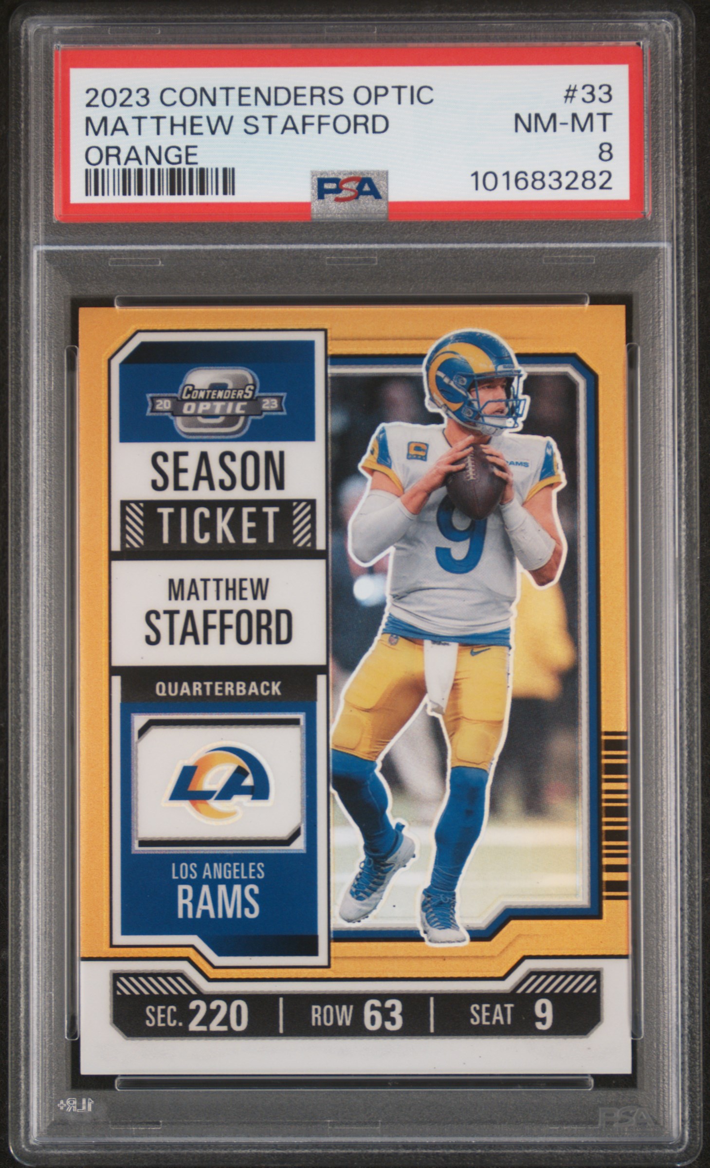 2023 Panini Contenders Optic Matthew Stafford #33 (Orange) Nm-Mt 8 front