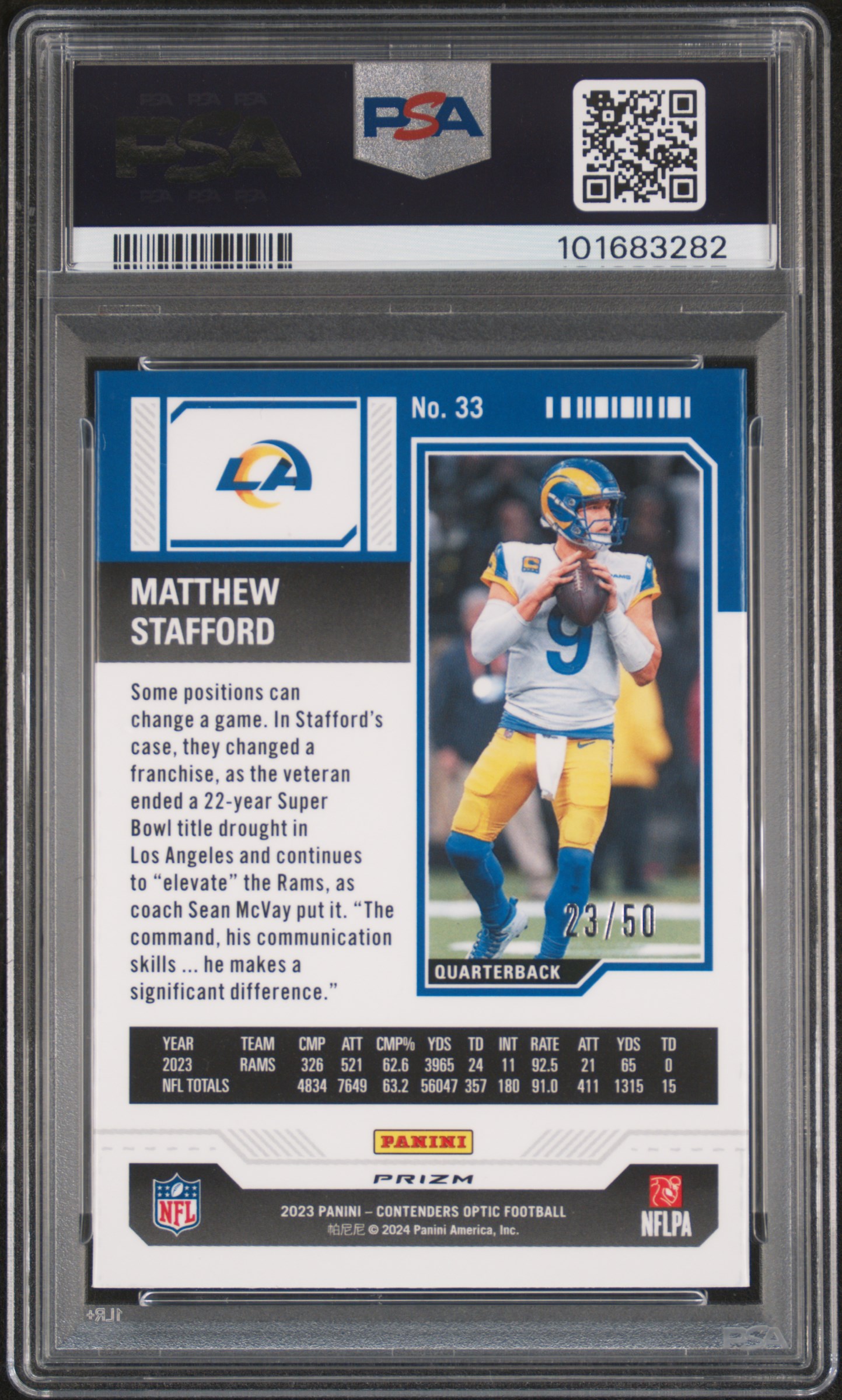 2023 Panini Contenders Optic Matthew Stafford #33 (Orange) Nm-Mt 8 back