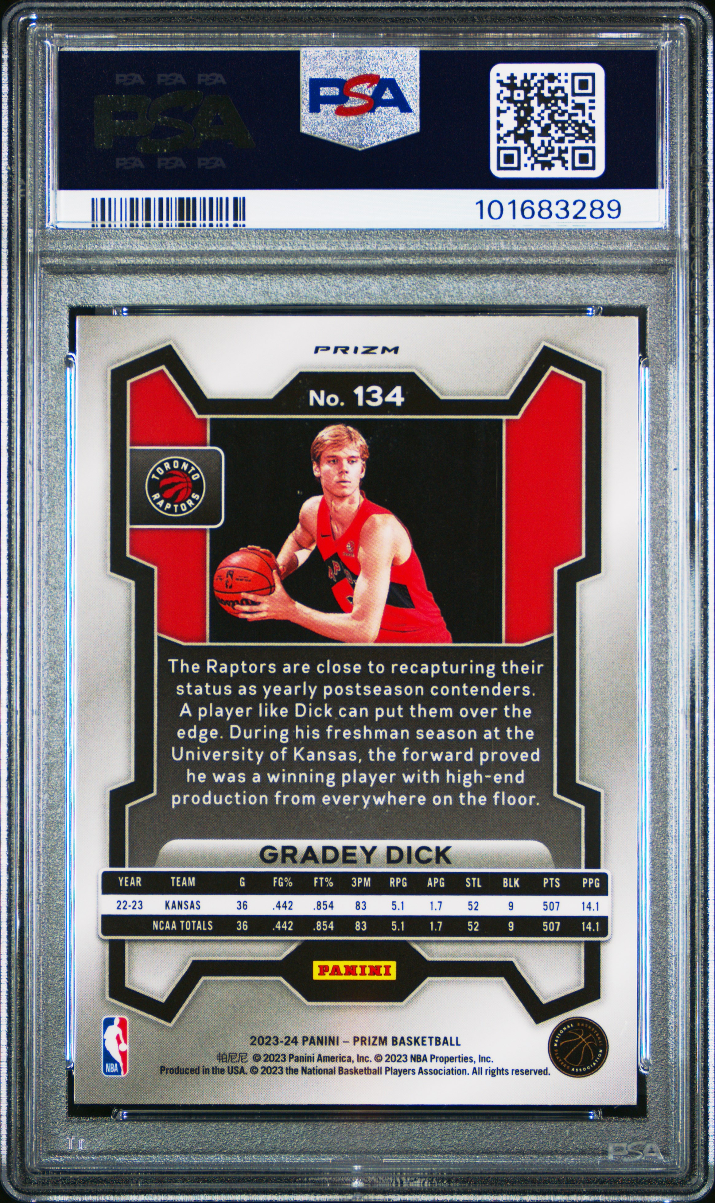 2023 Panini Prizm Gradey Dick #134 (Silver Prizm) Nm-Mt 8 back