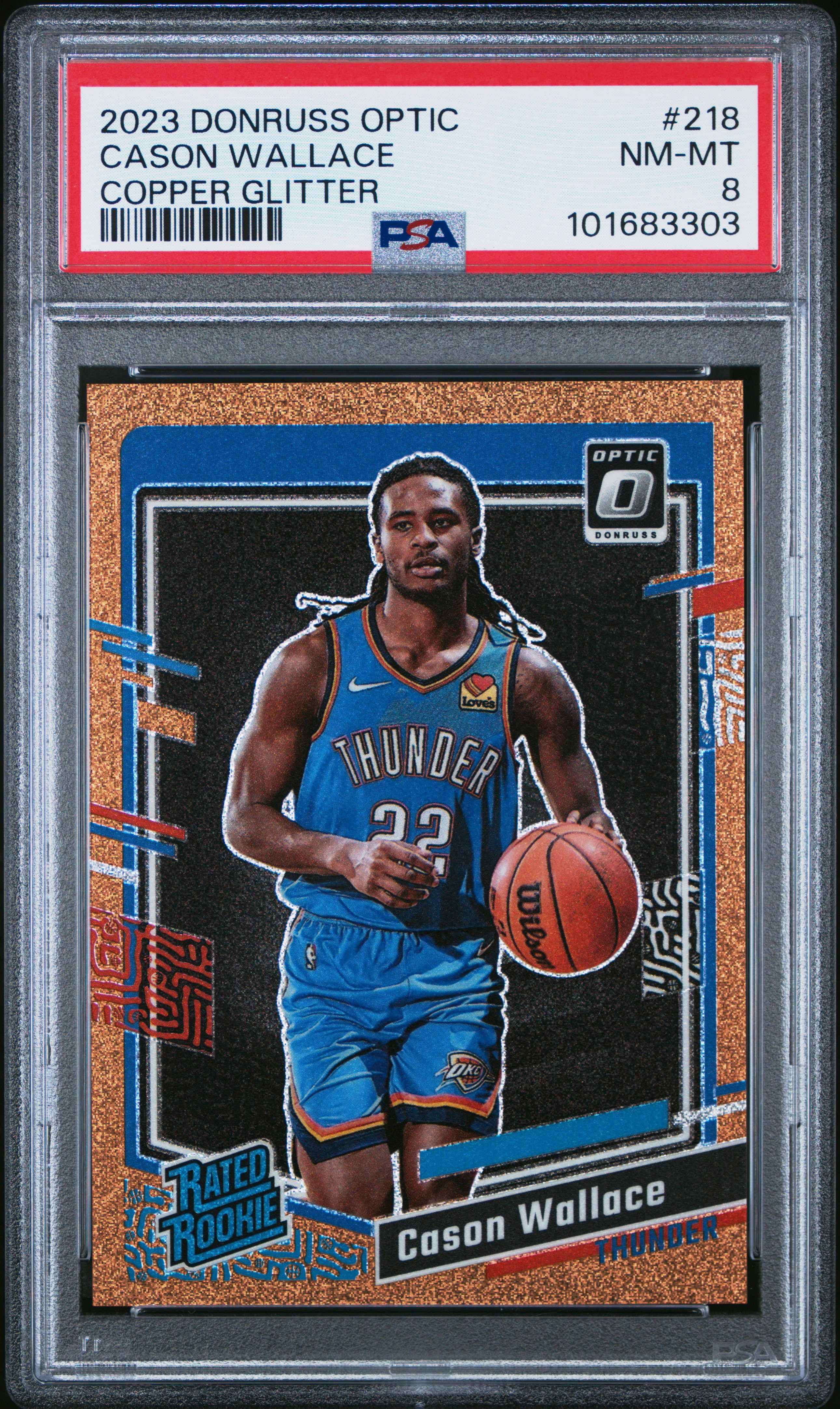 2023 Panini Donruss Optic Cason Wallace #218 (Copper Glitter) Nm-Mt 8 front