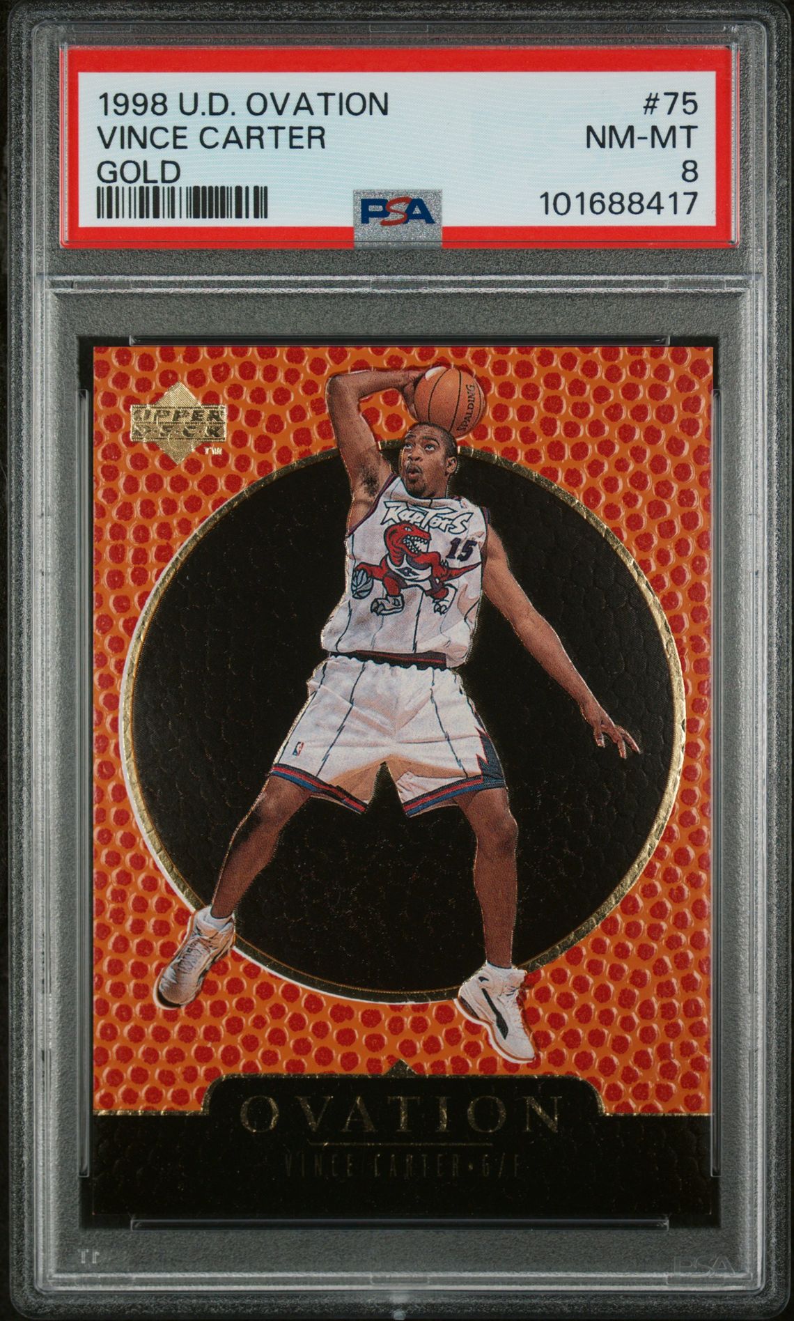 1998 Upper Deck Ovation Vince Carter #75 (Gold) Nm-Mt 8 front