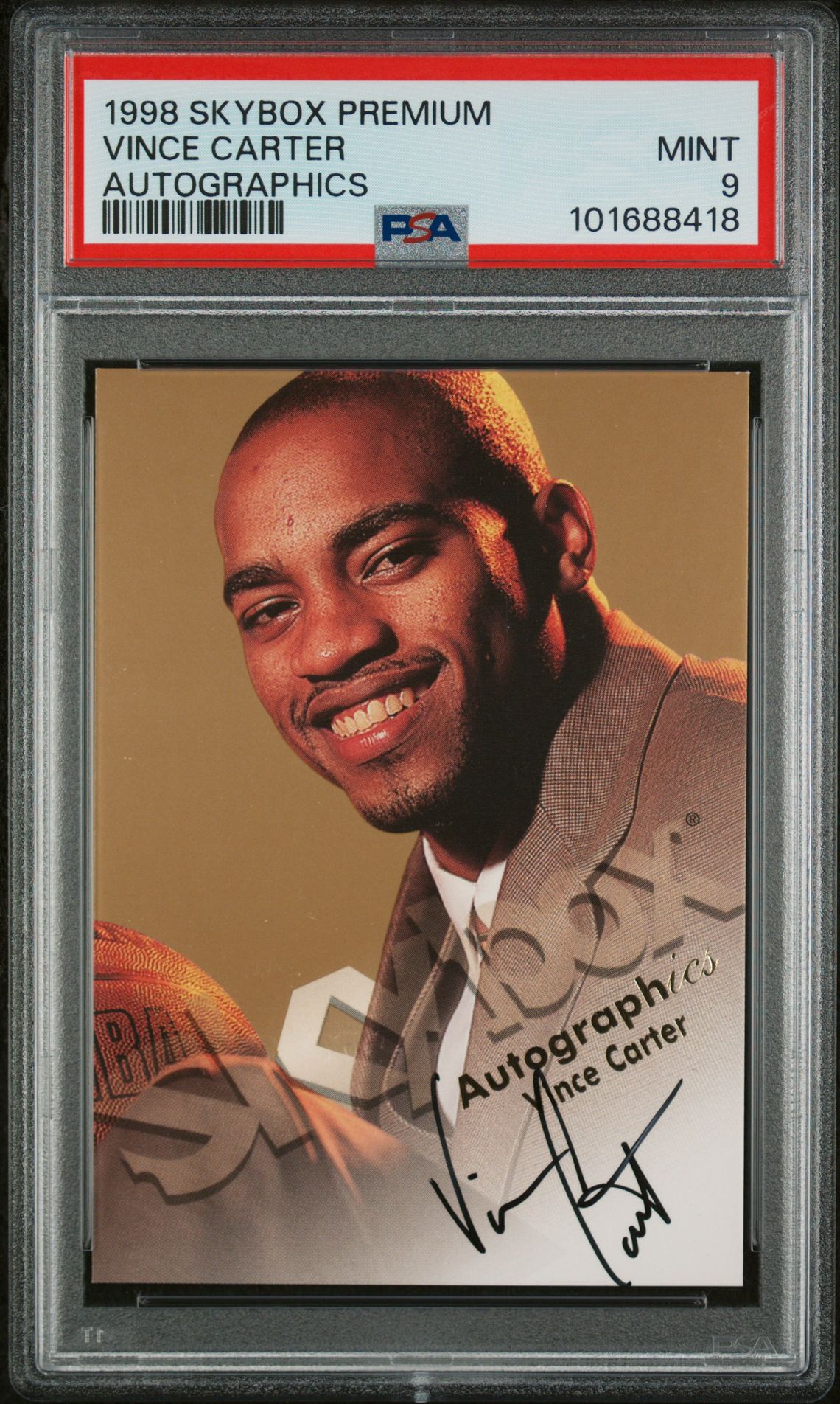 1998 Skybox Premium Autographics Vince Carter (Autographics) Mint 9 front