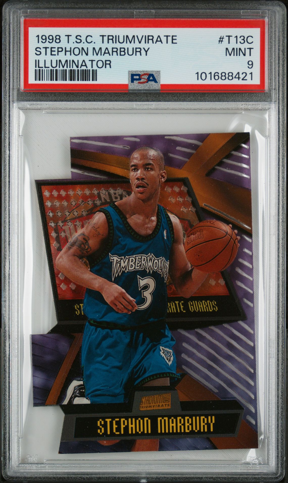1998 Stadium Club Triumvirate Stephon Marbury #T13C (Illuminator) Mint 9 front