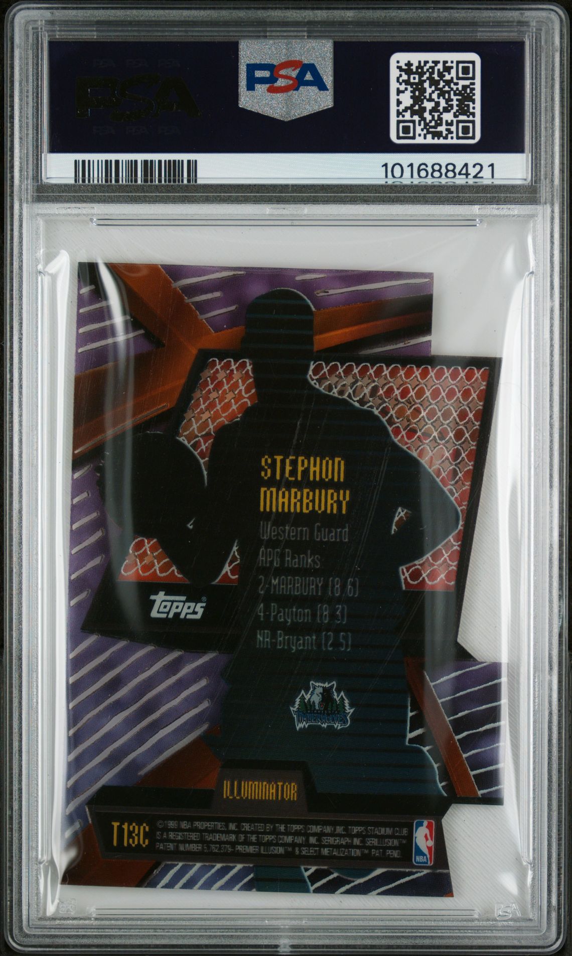 1998 Stadium Club Triumvirate Stephon Marbury #T13C (Illuminator) Mint 9 back