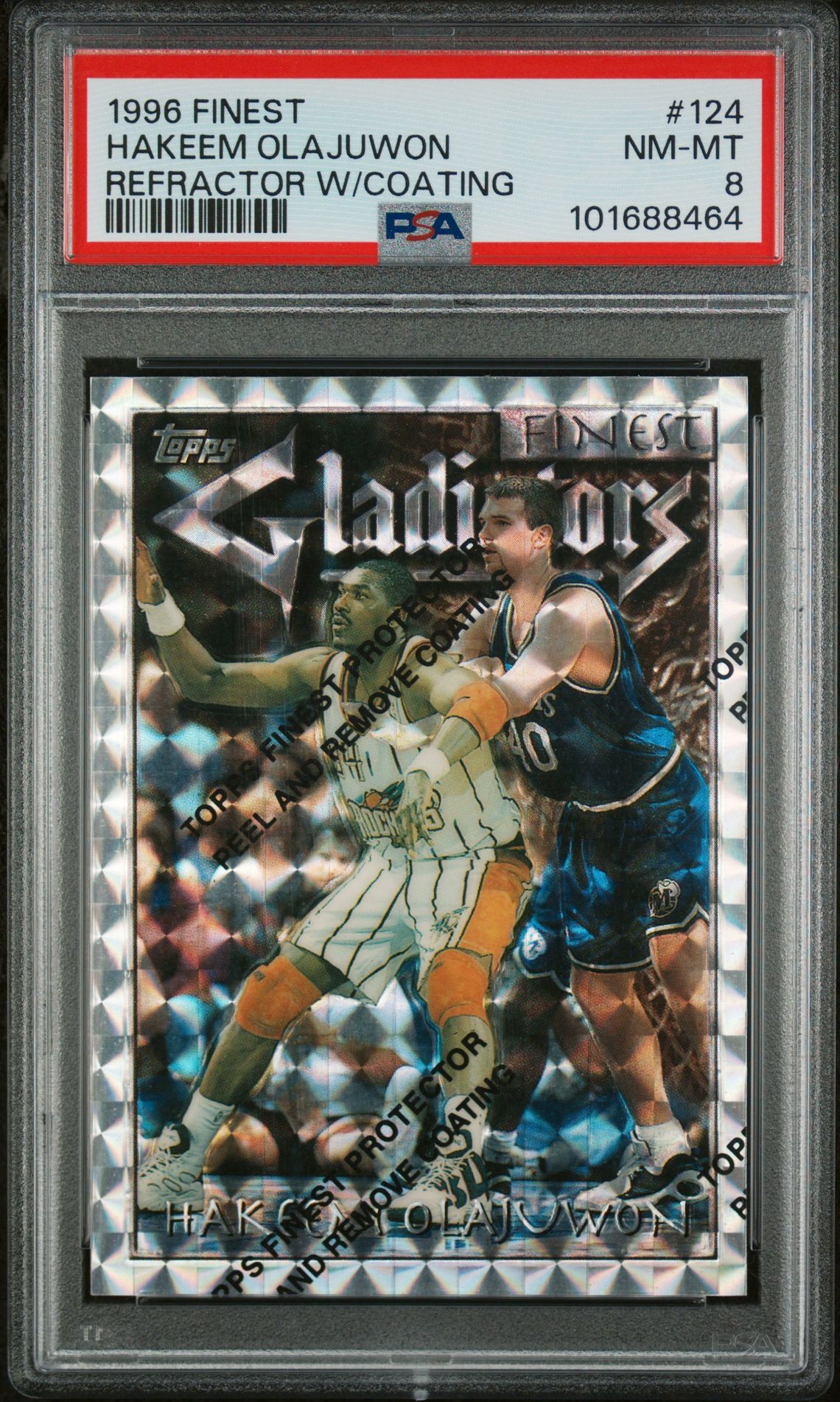 1996 Finest Hakeem Olajuwon #124 (Refractor W/Coating) Nm-Mt 8 front