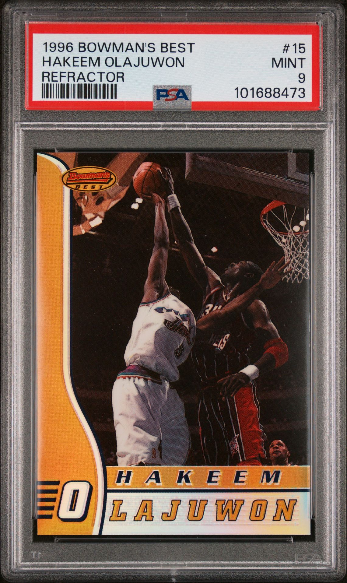 1996 Bowman's Best Hakeem Olajuwon #15 (Refractor) Mint 9 front