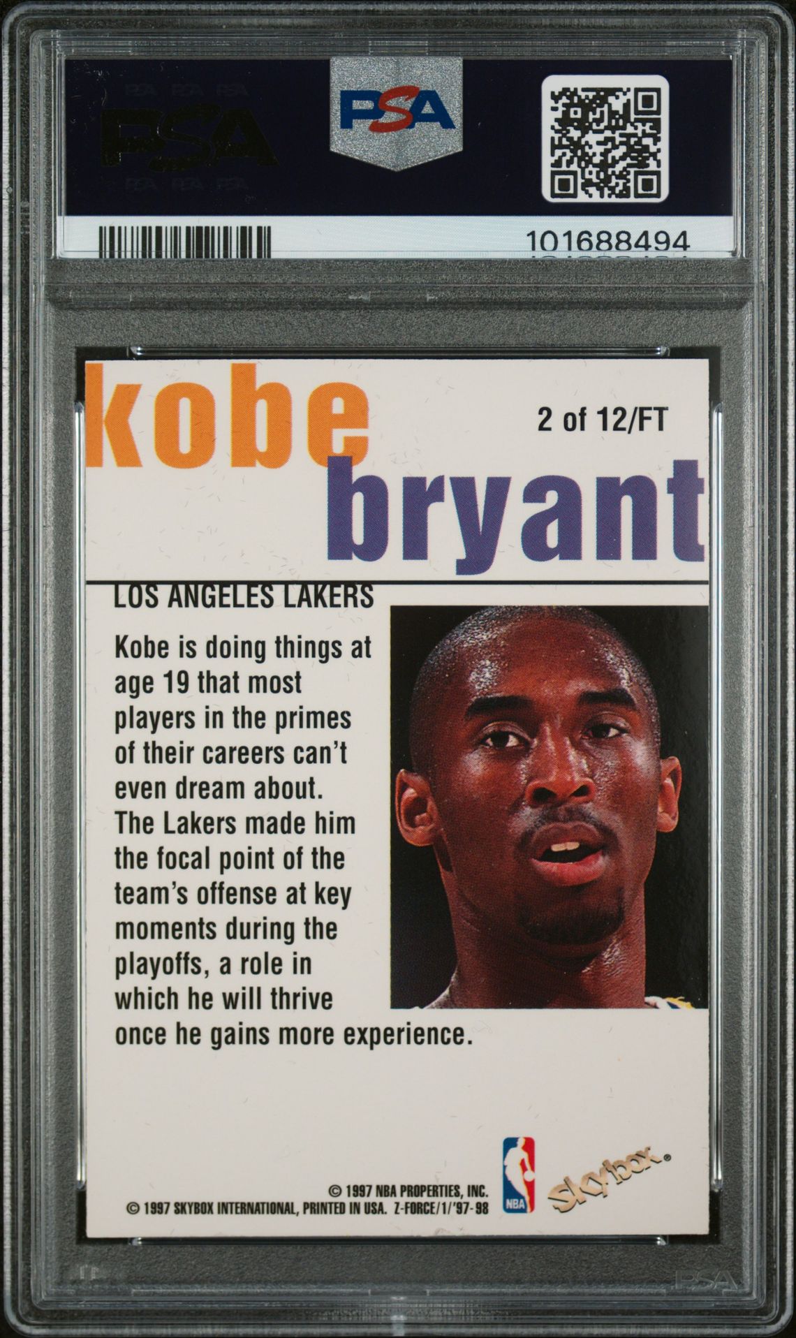 1997 Skybox Z-Force Fast Track Kobe Bryant #2 (Fast Track) Nm 7 back