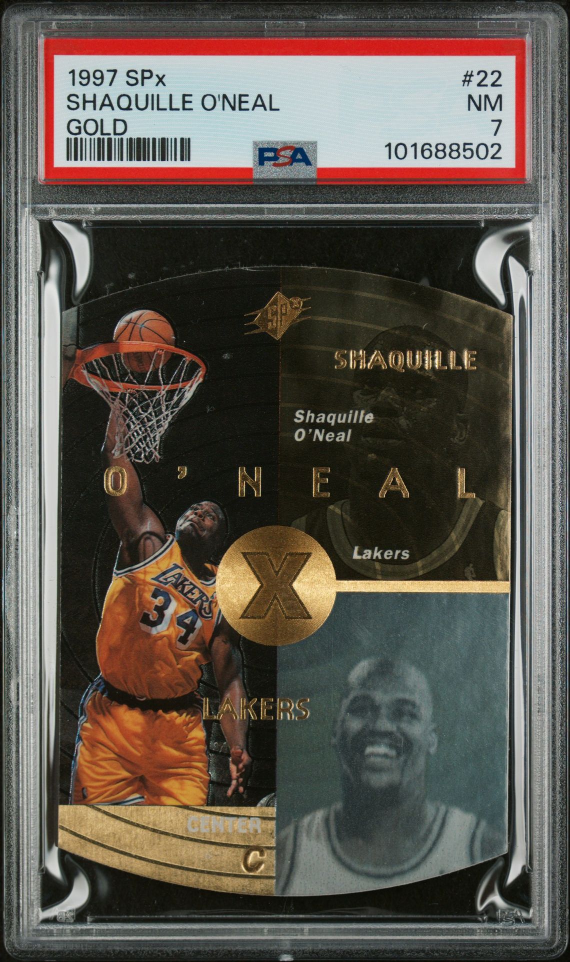 1997 Spx Shaquille O'neal #22 (Gold) Nm 7 front