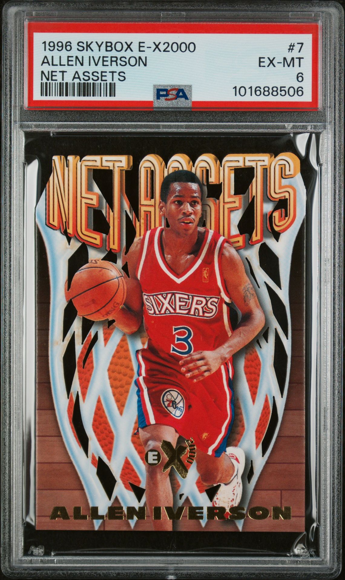 1996 Skybox E-X2000 Net Assets Allen Iverson #7 (Net Assets) Ex-Mt 6 front