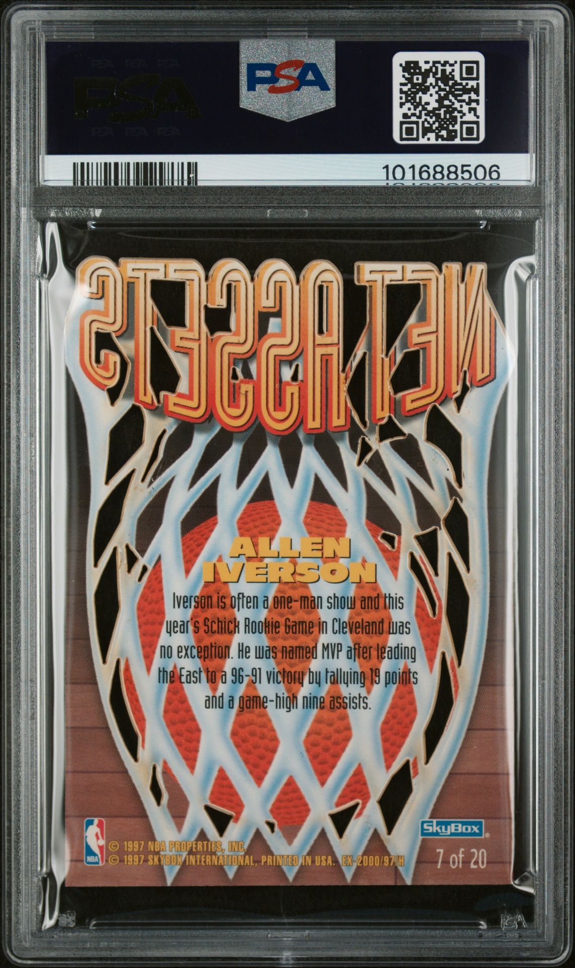 1996 Skybox E-X2000 Net Assets Allen Iverson #7 (Net Assets) Ex-Mt 6 back