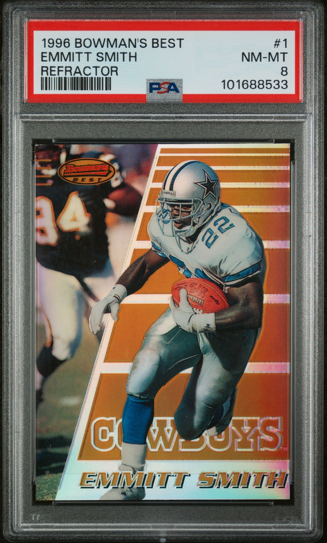 1996 Bowman's Best Emmitt Smith #1 (Refractor) Nm-Mt 8 front
