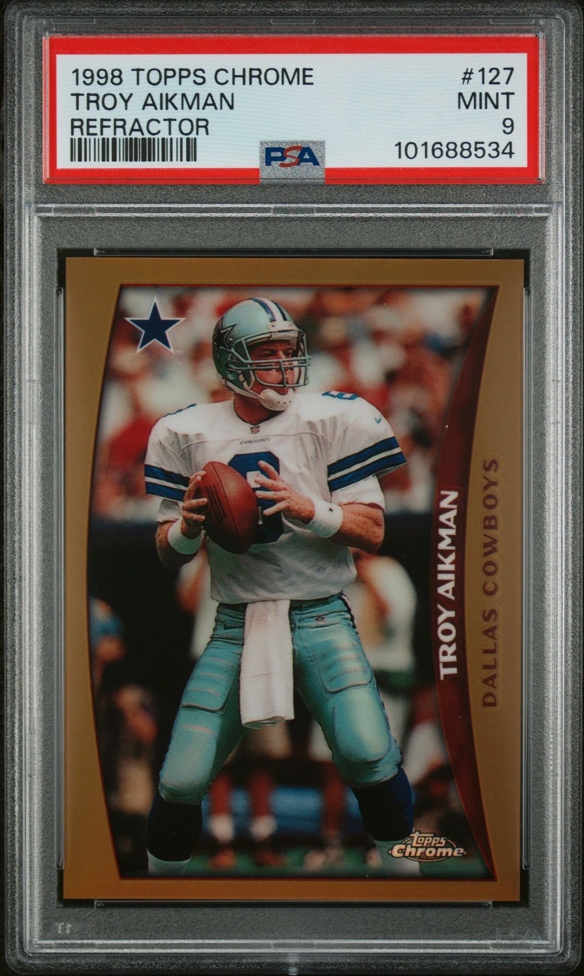 1998 Topps Chrome Troy Aikman #127 (Refractor) Mint 9 front