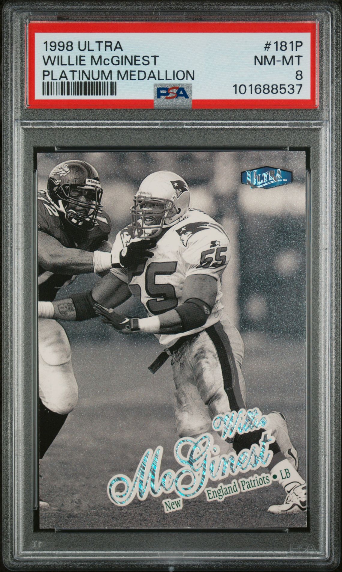 1998 Ultra Willie Mcginest #181P (Platinum Medallion) Nm-Mt 8 front