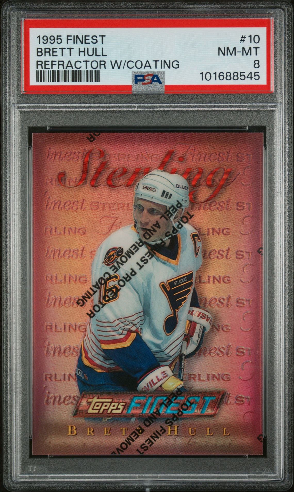 1995 Finest Brett Hull #10 (Refractor W/Coating) Nm-Mt 8 front