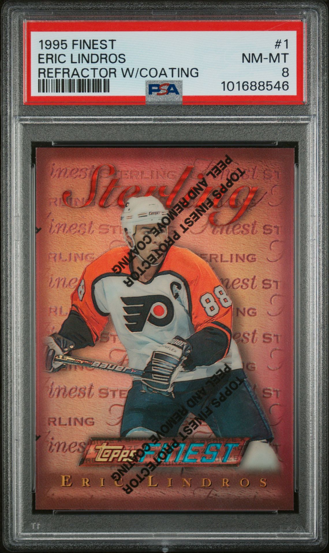1995 Finest Eric Lindros #1 (Refractor W/Coating) Nm-Mt 8 front