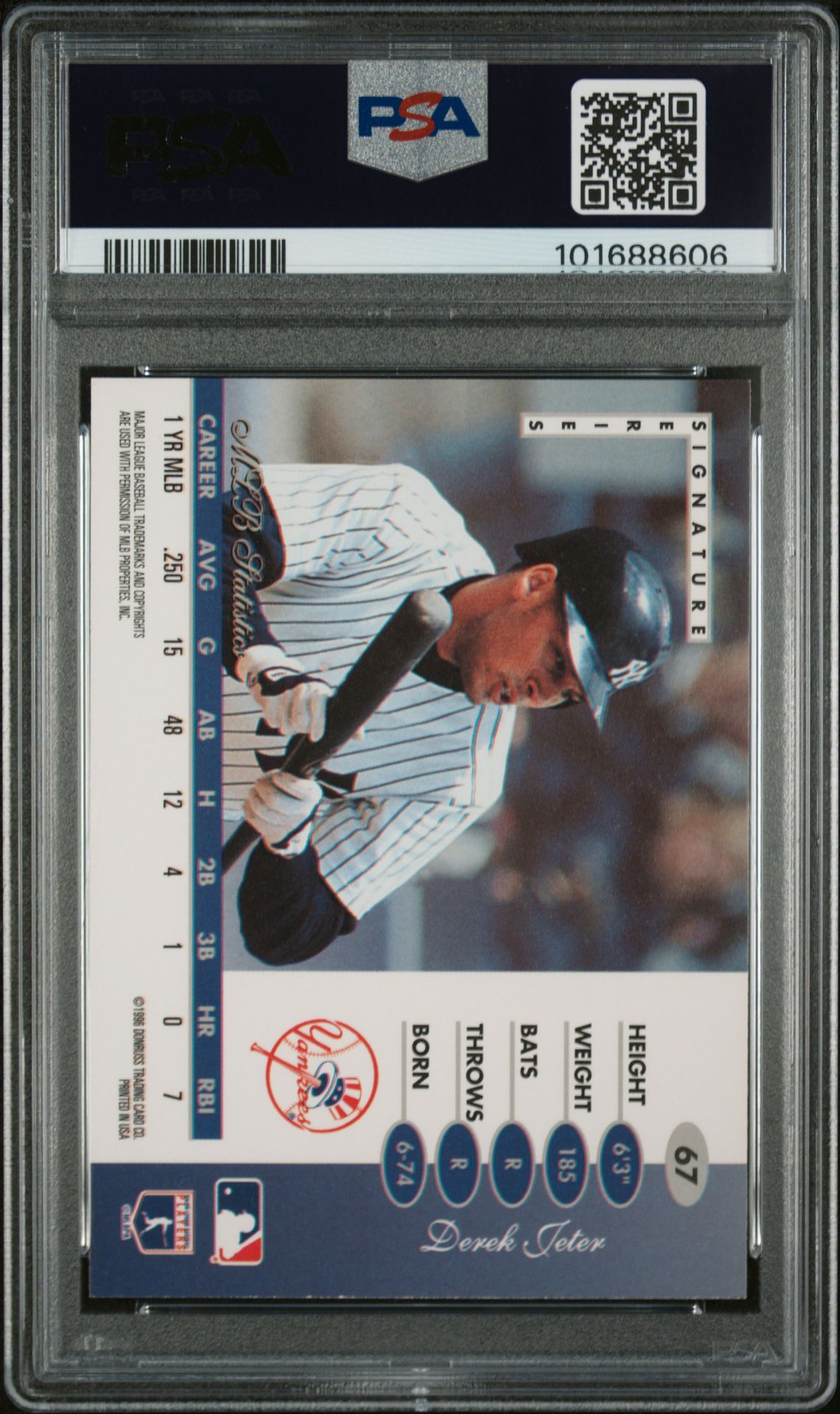 1996 Leaf Signature Derek Jeter #67 (Gold Press Proof) Mint 9 back